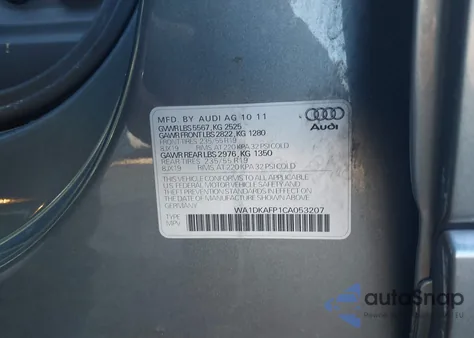 2012 Audi Q5 3.2 Premium Plus z USA, uszkodzony, nr VIN WA1DKAFP1CA053207